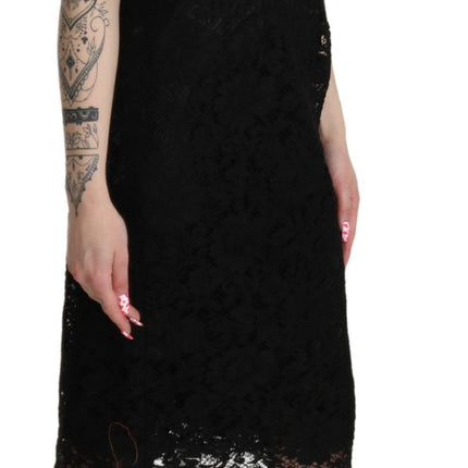 Elegant Black Lace Sheath Knee-Length Dress