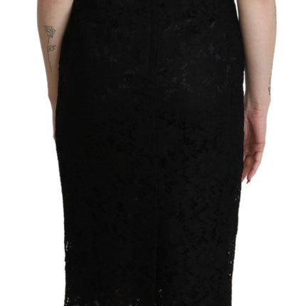 Elegant Black Lace Sheath Knee-Length Dress