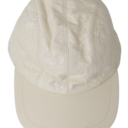 Elegante gorra de béisbol de piel de cordero blanca