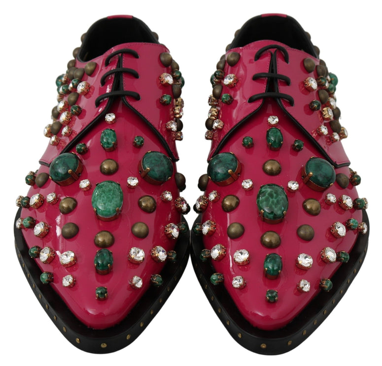 Fuchsia Rose Crystal Patent Flats