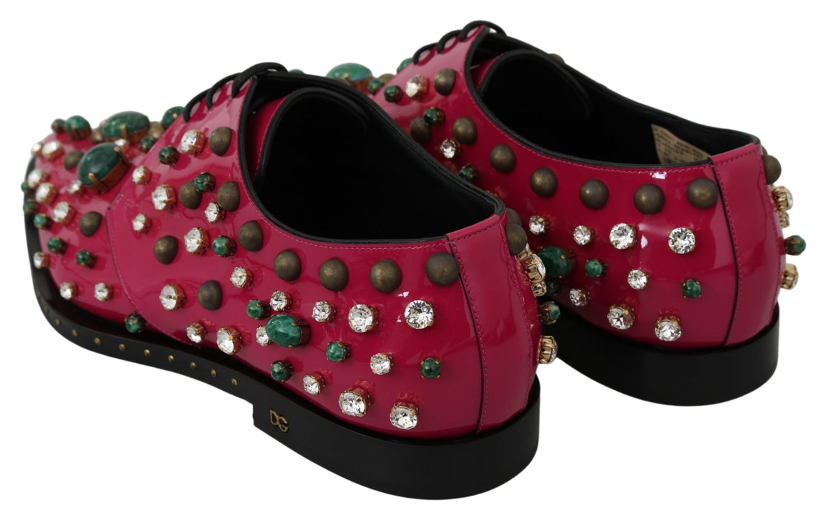 Fuchsia Rose Crystal Patent Flats