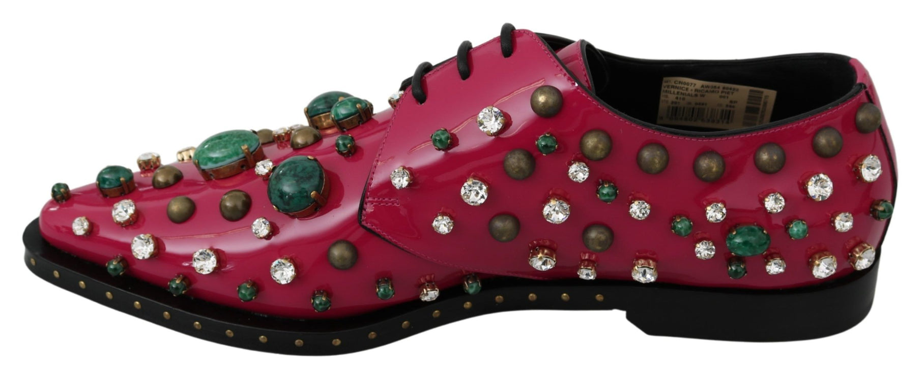 Fuchsia Rose Crystal Patent Flats