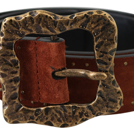 Elegant Suede Leather Belt with Gold Studs