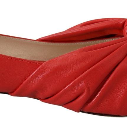 Chic Red Pointed Tee Leather Flats