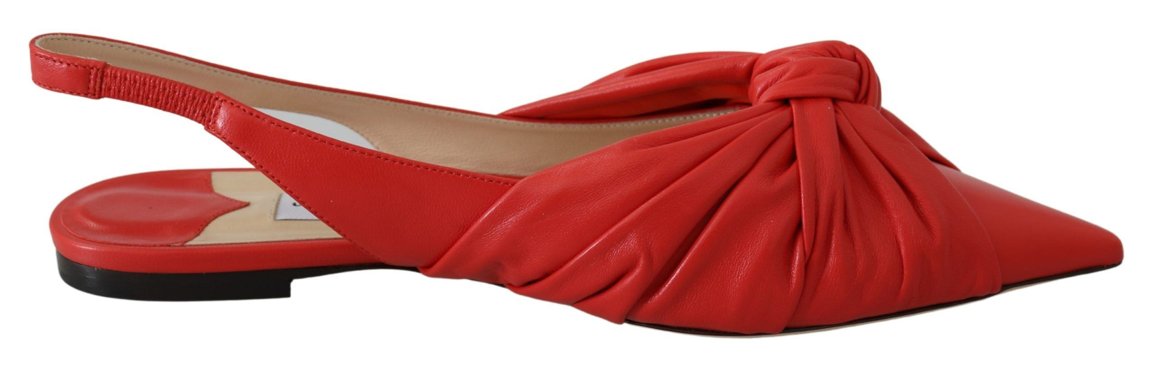 Chic Red Pointed Tee Leather Flats