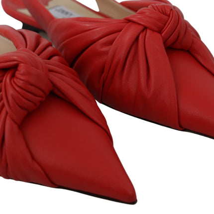 Chic Red Pointed Tee Leather Flats