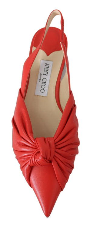 Chic Red Pointed Tee Leather Flats