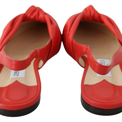 Chic Red Pointed Tee Leather Flats