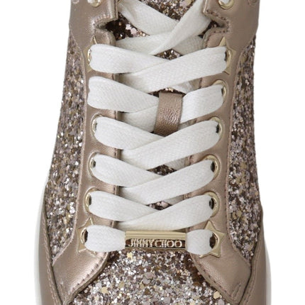 Ballet Pink Glitter Leather Sneakers