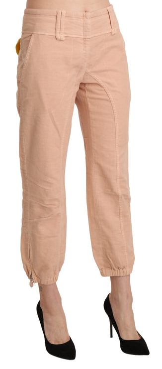 Pantalon en coton recadré beige chic