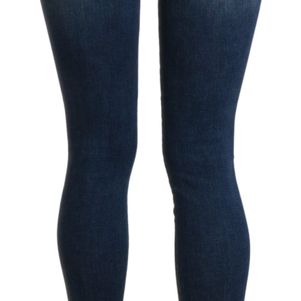 Jean recadré de taille bleue chic