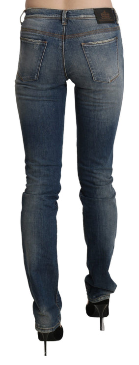 Chic Mid Taist Skinny Denim en bleu lavé