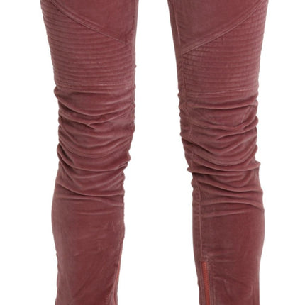 Pantalon skinny de taille rouge chic rouge