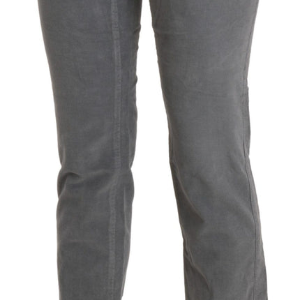 Pantalon cuit à la taille mid gris chic