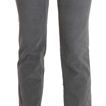 Pantalon cuit à la taille mid gris chic