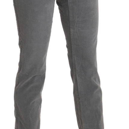 Pantalon cuit à la taille mid gris chic