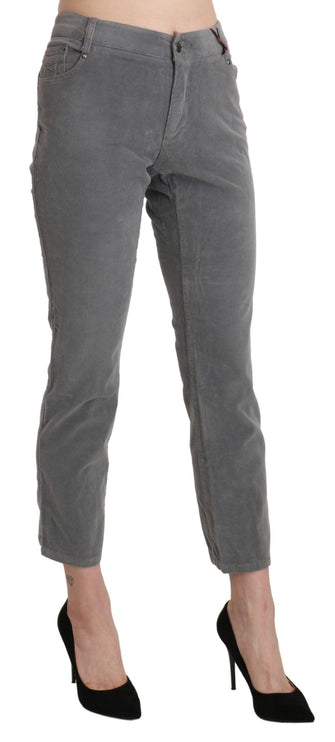 Pantalon cuit à la taille mid gris chic