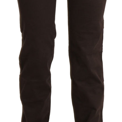 Pantalon skinny à taille moyenne marron chic