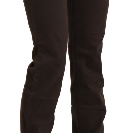 Pantalon skinny à taille moyenne marron chic