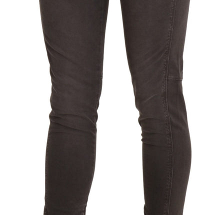 Pantalon skinny à taille basse brune chic