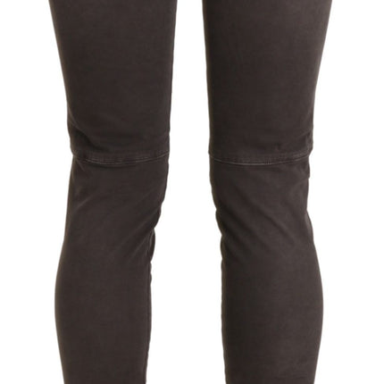 Pantalon skinny à taille basse brune chic