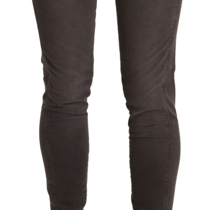 Pantalon skinny à taille basse brune chic