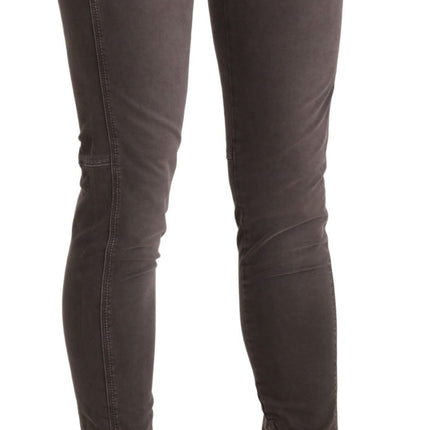 Pantalon skinny à taille basse brune chic