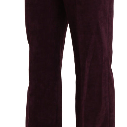 Élégant pantalon violet droit de taille haute