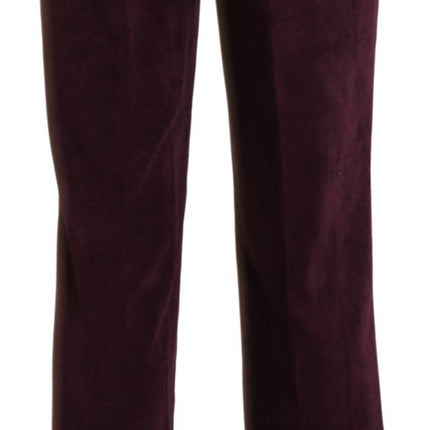 Élégant pantalon violet droit de taille haute