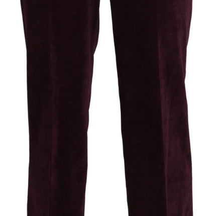 Élégant pantalon violet droit de taille haute