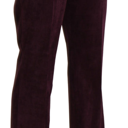 Élégant pantalon violet droit de taille haute