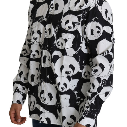 Panda print puur katoenen shirt - zwart wit