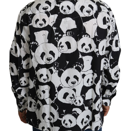 Panda print puur katoenen shirt - zwart wit