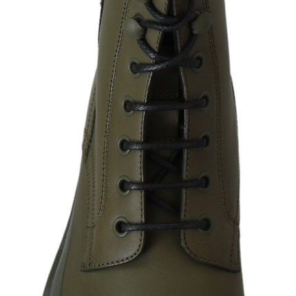 Botas de tobillo de cuero verde elegante y elegantes