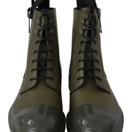 Botas de tobillo de cuero verde elegante y elegantes