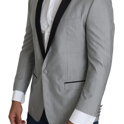 Blazer gris clair de mélange de soie élégante