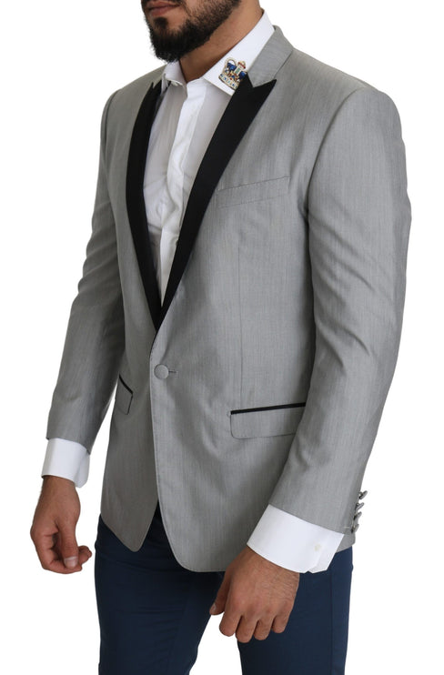 Blazer gris clair de mélange de soie élégante