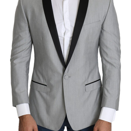 Blazer gris clair de mélange de soie élégante