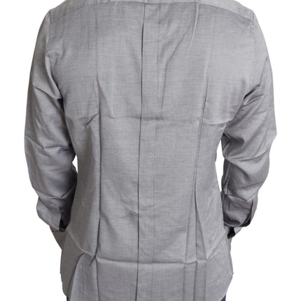 Elegant Gray Slim Fit katoenen overhemd