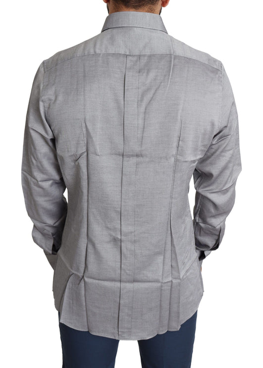 Elegant Gray Slim Fit katoenen overhemd