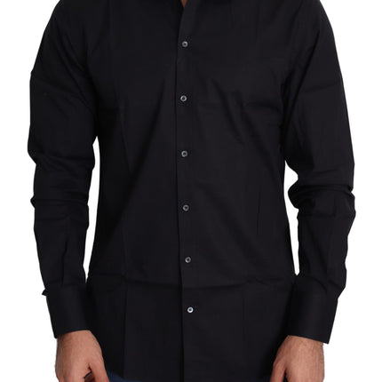 Elegant zwart katoenen stretch shirt