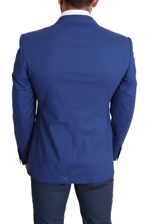 Veste de blazer martini en laine bleue exquise