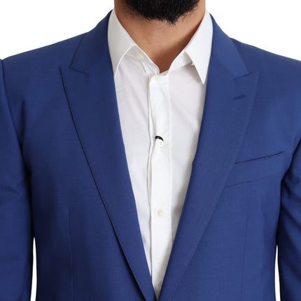 Veste de blazer martini en laine bleue exquise