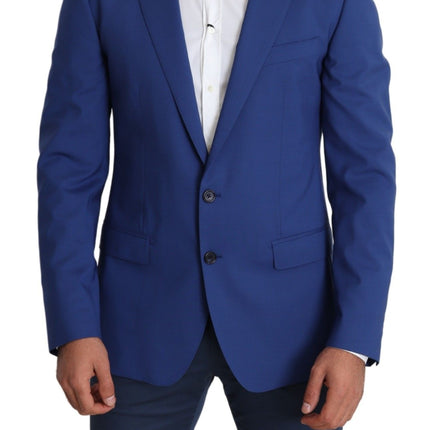 Veste de blazer martini en laine bleue exquise