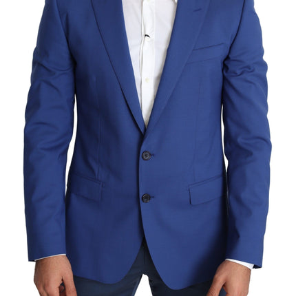 Veste de blazer martini en laine bleue exquise