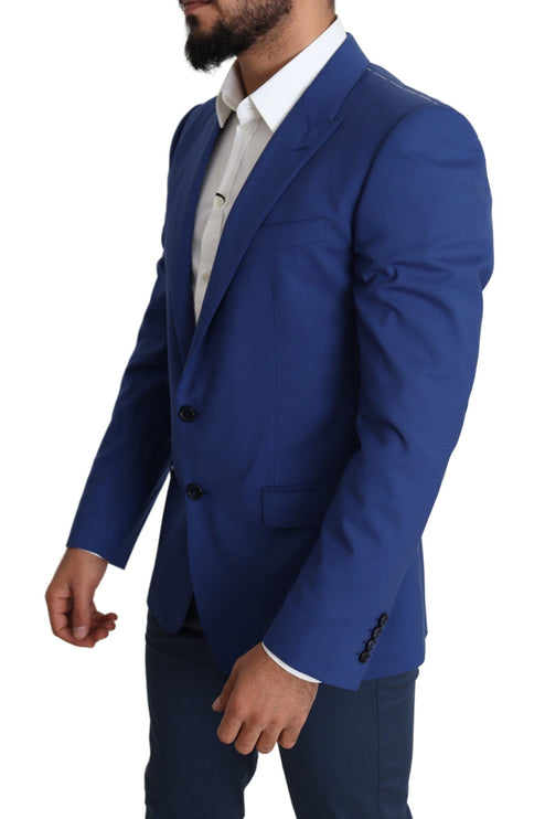 Veste de blazer martini en laine bleue exquise