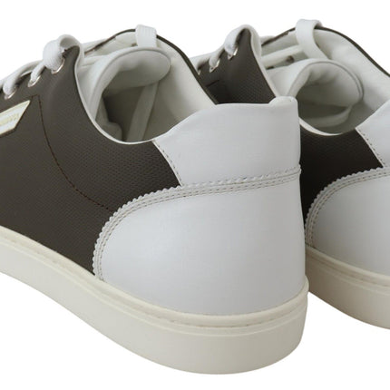 Sleek White Leather Low Top Sneakers