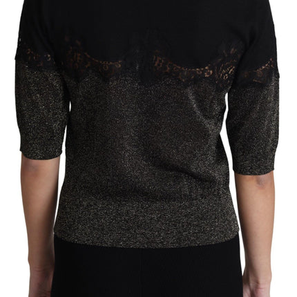 Elegant Lurex Threaded Jersey Lace Blouse