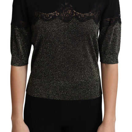 Elegant Lurex Threaded Jersey Lace Blouse