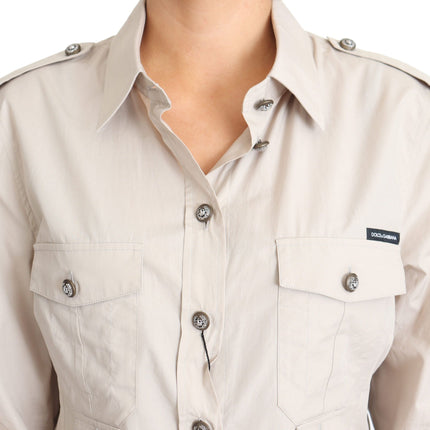 Elegant beige katoenen safari shirt